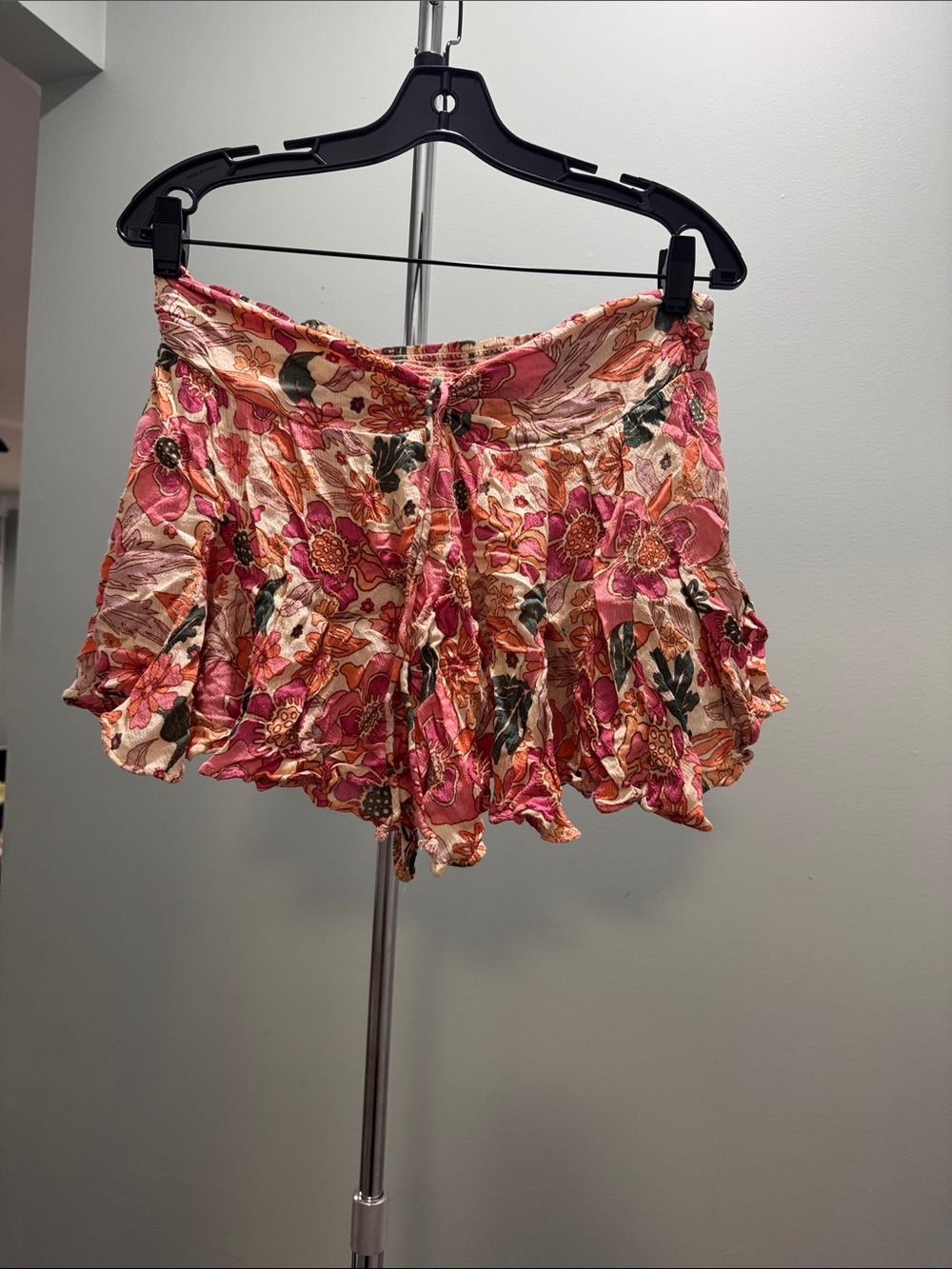 Free People Pink Floral Ruffle Skort